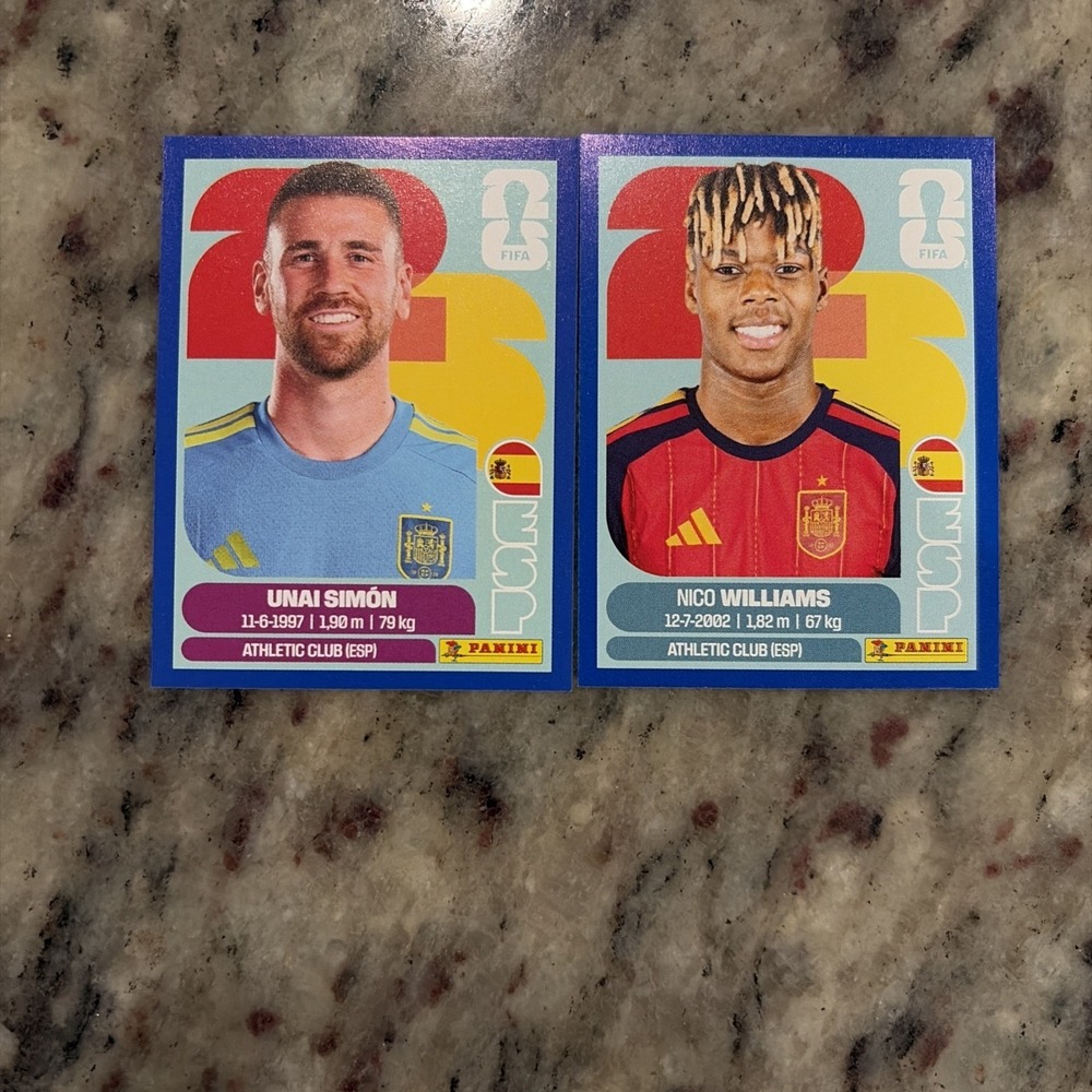Panini FIFA Stickers Blue Parallel Spain Duo Unai Simon Nico Williams 2026